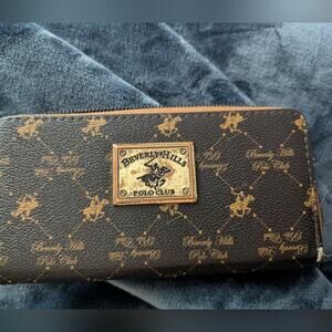 Brown and Gold Monogram Zip Wallet #G22